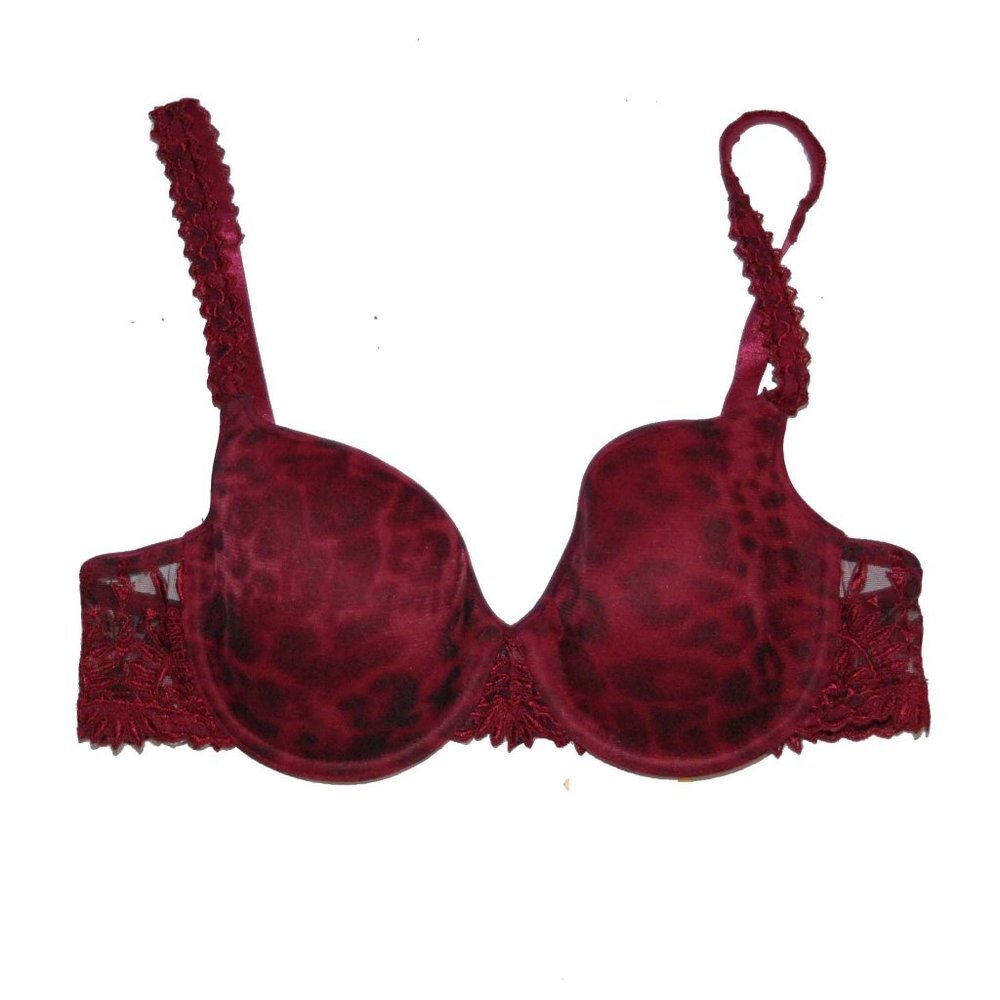 NWT Chantelle Burgundy Leopard and Lace Full Coverage Bra 34 C